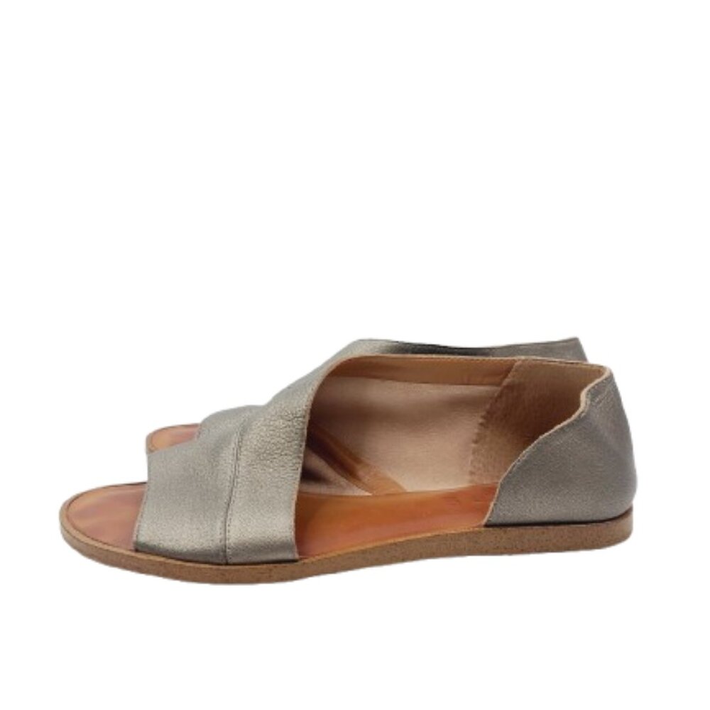 1. State Women's Metallic Silver Celvin Leather Open-Toe D'Orsay Sandal Size 8M‎